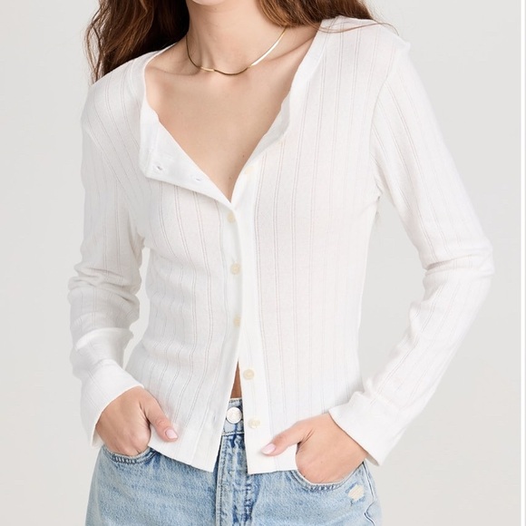 Leset Pointelle White Button-Up Cardigan. Never worn - Picture 1 of 3